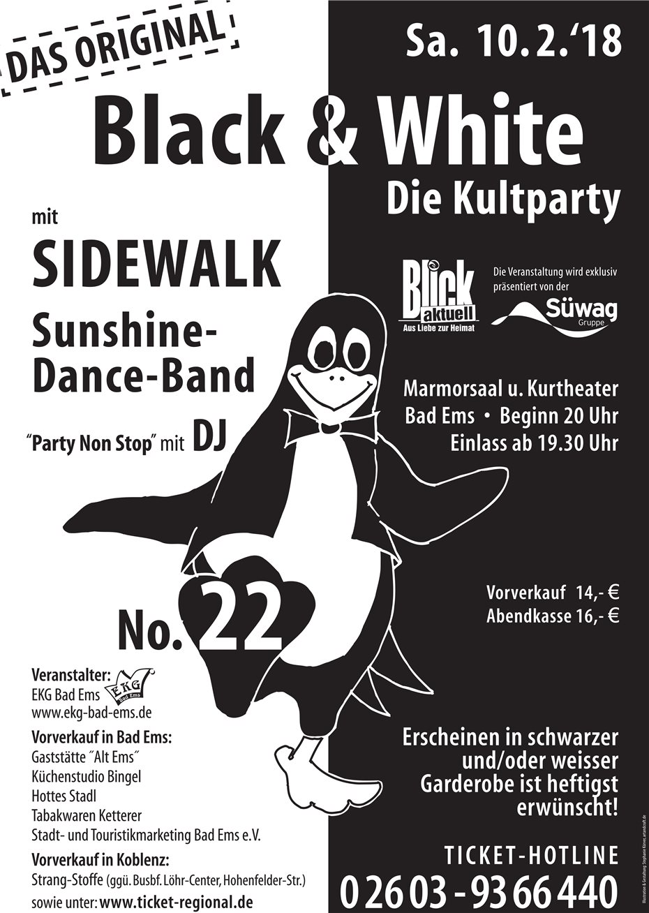 Die Kultparty Black & White am Karnevalssamstag in Bad Ems