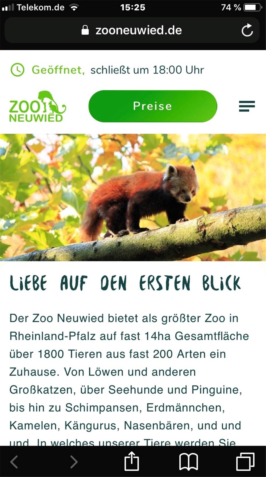 Internetseite des Zoo Neuwied
erstrahlt in neuem Glanz