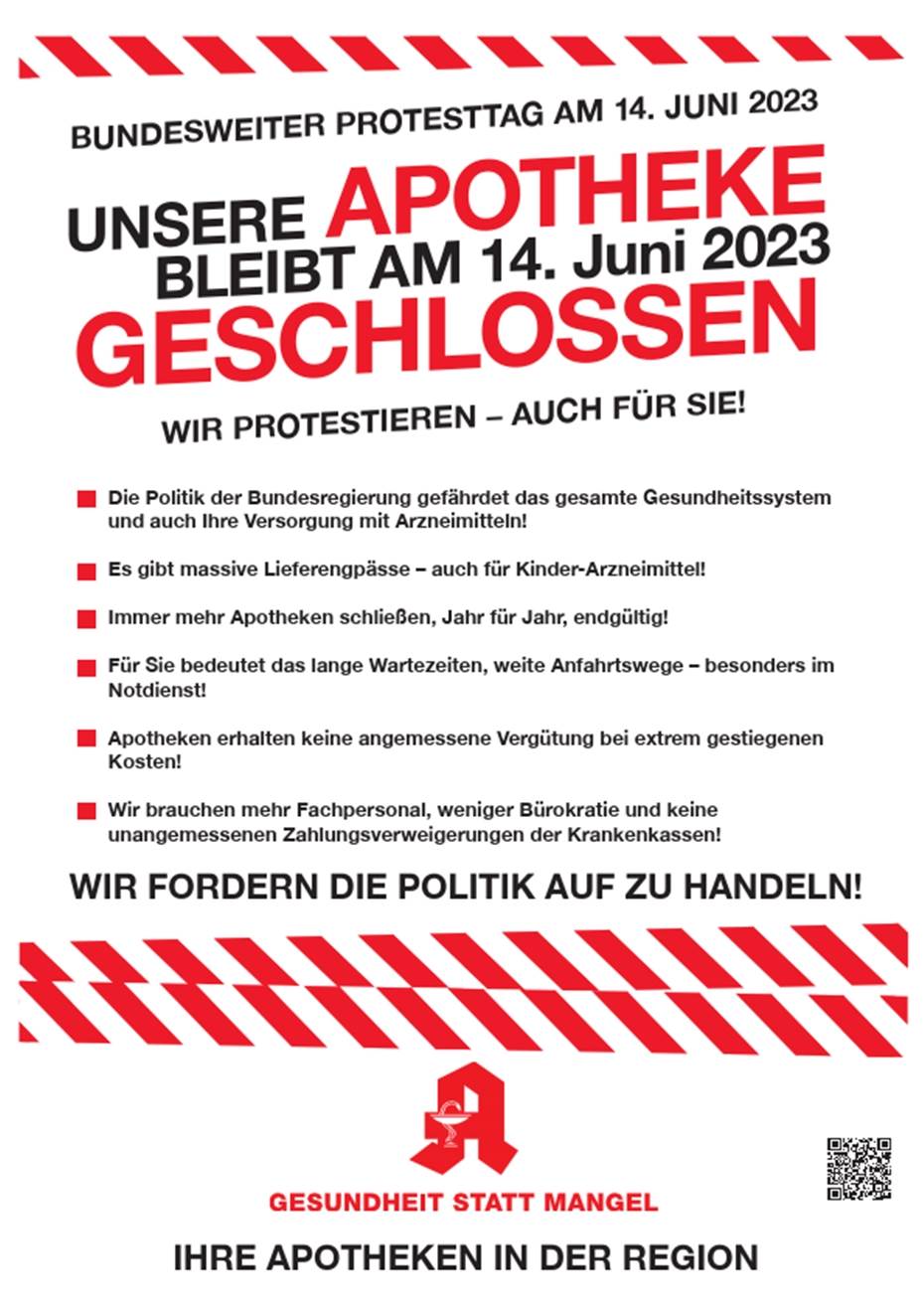 Bundesweiter Protesttag: Apotheken bleiben geschlossen