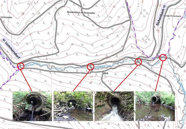 : Im Eichenbachtal zwischen den Orten Eichenbach und Lommersdorf sind vier Verrohrungen verschwunden, weil sie Hindernisse für Fische und andere Gewässerlebewesen darstellten. Kreisverwaltung Ahrweiler