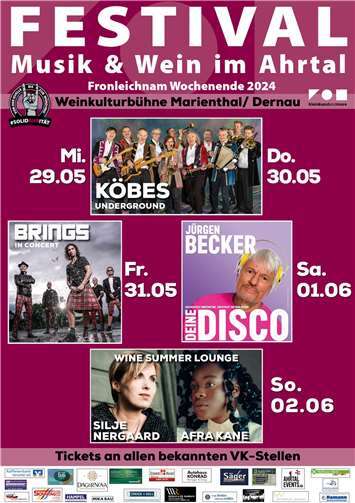 Festival Musik und Wein im Ahrtal 2024 – Ticketupdate Quelle: Festival Musik und Wein