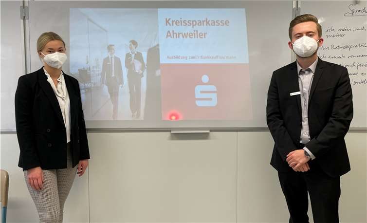 - Samantha Wischumerski und Bennet Aretz von der Kreissparkasse Ahrweiler unterstützten das Bewerbertraining.