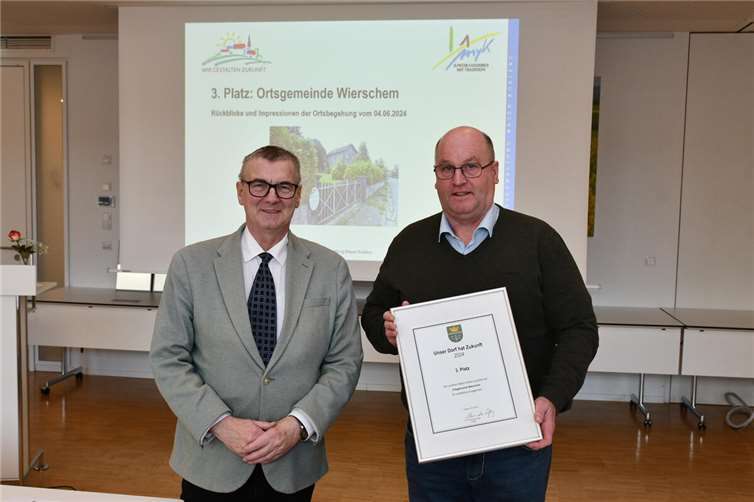 3. Platz: Ortsgemeinde Wierschem: Landrat Dr. Alexander Saftig und Michael Kopp (Ortsbürgermeister der Ortsgemeinde Wierschem).