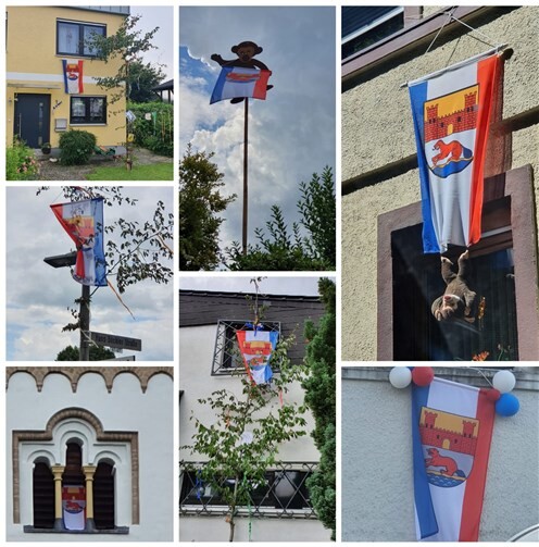 91 Fahnen flatterten fröhlich im Wind und trotzten dem Regen, hier eine Auswahl.Quelle: Verein Niederbieberer Bürger e.V.