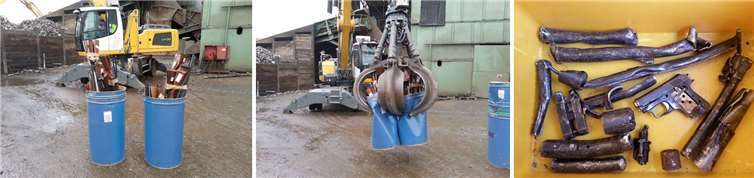 Abgegebene und beschlagnahmte Waffen werden in Schredderanlagen zerstört, sodass nur noch Altmetall übrig bleibt. Kreisverwaltung Ahrweiler