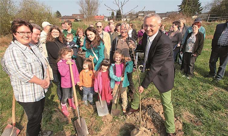 Achim Hallerbach beim Pflanzen eines der drei Bäume. Kreisverwaltung Neuwied