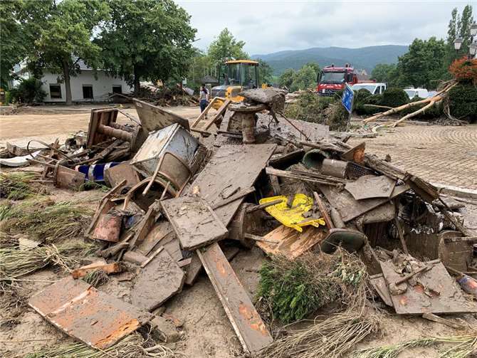 Ahrweiler: Zerstörungen nach der Flut am Vormittag des 15. Juli 2021. Foto: ROB