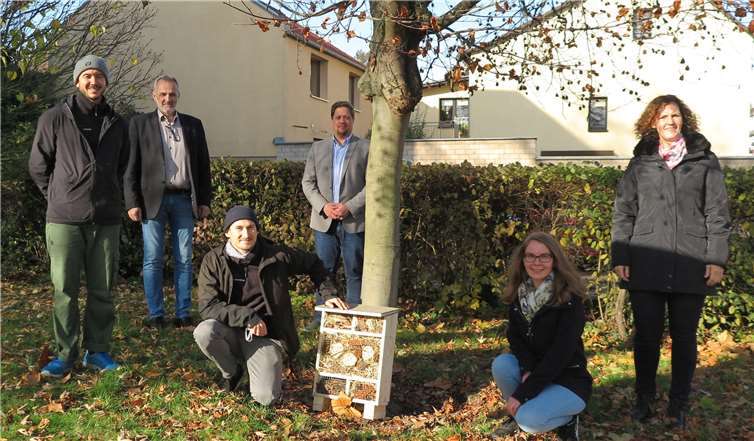 Akim Huhn und Lukas Becker (li. + 3.v.l.) mit Bürgermeister Jörg Schmidt (2.v.l.), Beigeordnetem Swen Christian, Daniela Roth und Melanie Kamradt (re.). Fotos: Gemeinde Wachtberg/mm
