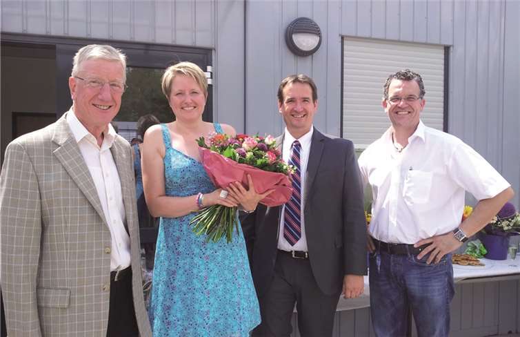 Albert Weiler (1. Beigeordneter Stadt Mülheim-Kärlich), Uta Becker, Thomas Przybilla (1. Beigeordneter Verbandsgemeinde Weißenthurm) und Gerd Harner (Beigeordneter Stadt Mülheim-Kärlich) (v.l.).privat