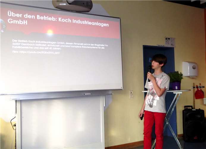 Alex Haag präsentierte seine Erfahrungen, die er als Praktikant bei einem Industriemechaniker gemacht hatte. privat