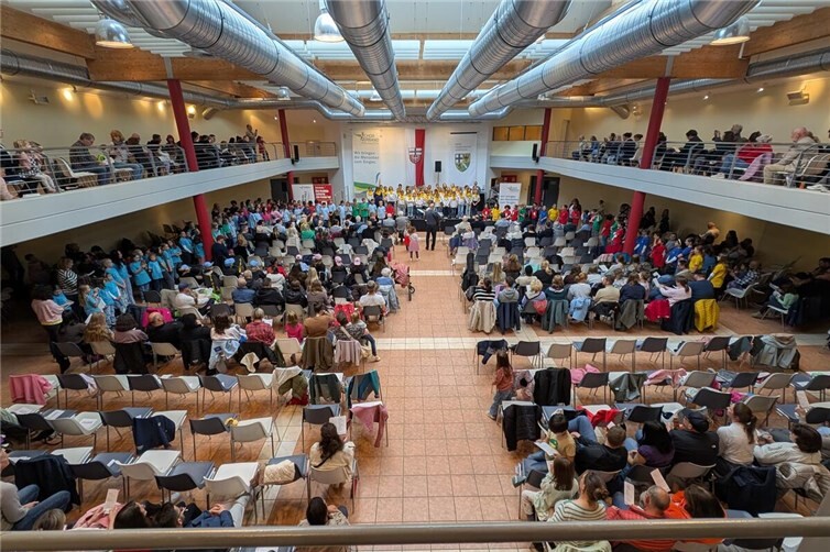 Alle Chöre im Halbkreis beim Abschlusslied