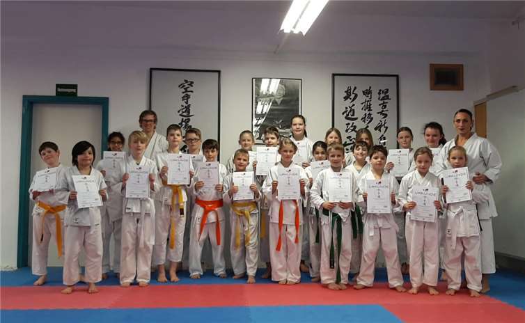 Alle Kinder konnten mit ihren tollen Leistungen den Kyu-Grad erreichen. Fotos: privat