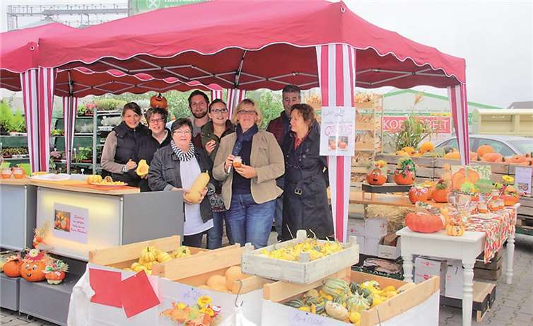Alles rund um den Kürbis präsentierte Blumen-Leeser am vergangenen Samstag vor dem Rewe-Markt.STEIN
