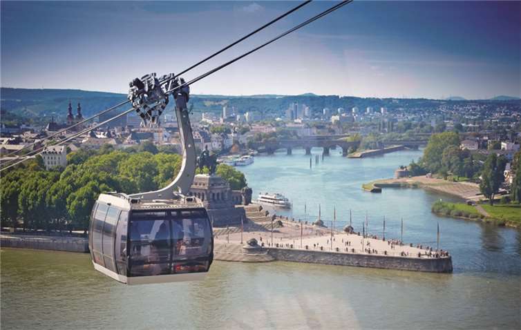 Als Glücksfall im touristischen Angebot der Stadt Koblenz hat sich die Seilbahn erwiesen. Koblenz-Touristik/Piel Media