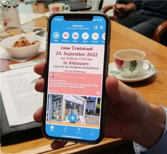 Als Kommunikationsplattform fiel die Wahl auf die „Digitalen Dörfer“ des Fraunhofer Institutes. Die App „DorfFunk“ ist hier die zentrale Komponente, um sich auf Smartphone oder Tablet auszutauschen. Quelle: Ortsgemeinde Anhausen