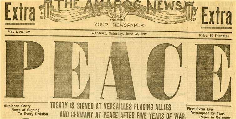 Als Zeichen des Friedens wurden 1919 solche Flugblätter verteilt. Dabei kam der beauftragte Pilot ums Leben. Quelle: LandesmusikgymnasiumMontabaur