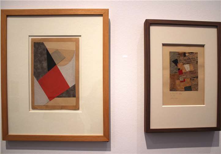 „Als hätten sie am selben Schreibtisch gesessen…“: links eine Arbeit von Sophie Taeuber-Arp, rechts eine Collage von Kurt Schwitters.