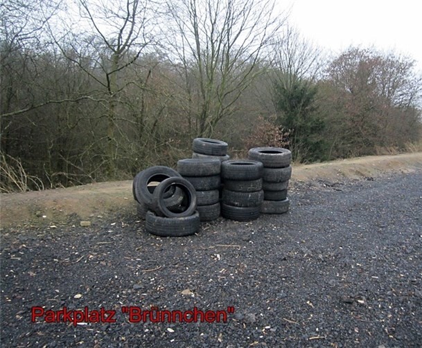 Alte Reifen, die am Parkplatz „Brünnchen“ entsorgt wurden.privat