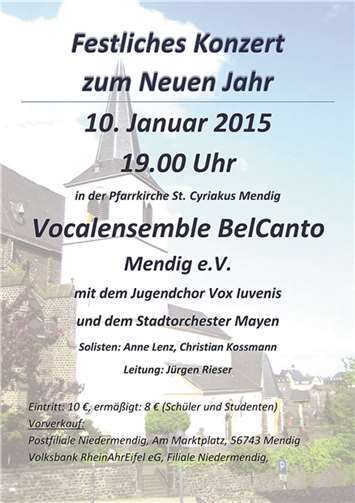 Am 10. Januar 2015 findet um 19 Uhr in der Pfarrkirche St. Cyriakus ein „Festliches Konzert zum Neuen Jahr“ statt. privat