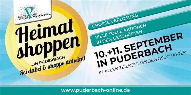 Am 10. und 11.09.2021 finden in Puderbach bereits zum dritten mal die Aktionstage „Heimatshoppen“ statt.Copyright: Gewerbeverein Region Puderbach