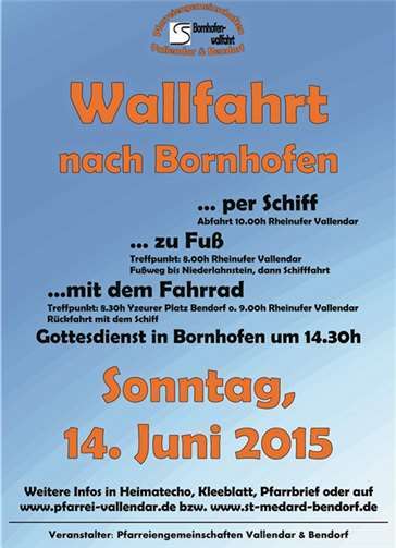 Am 14. Juni findet die Wallfahrt nach Bornhofen statt.privat
