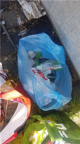 Am Container wurden Müllablagerungen festgestellt.