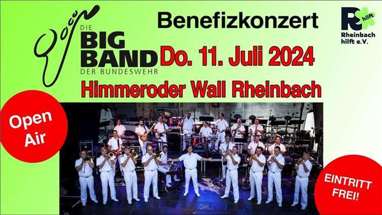Am Donnerstag 11. Juli 2024 wird die Big Band der Bundeswehr auf dem Himmeroder Wall ein Open-Air-Konzert zugunsten von „RHEINBACH-HILFT e.V.“ veranstalten. Copyright: „RHEINBACH-HILFT e.V.“