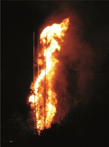 Am Freitag, 8. NovemberImmer wieder ein besonderer Blickfang - das große, hell lodernde Martinsfeuer der Bachemer Junggesellen in den Weinbergen. Ditmar Simon