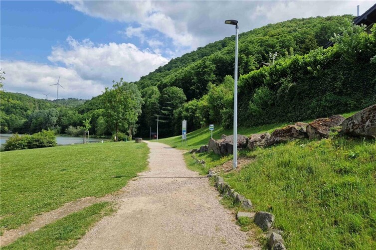 Am Riedener Waldsee ist eine „mitlaufende“ Wegebeleuchtung installiert, die nur auf 100 Prozent Leuchtkraft hochfährt, wenn sich eine Person nähert.