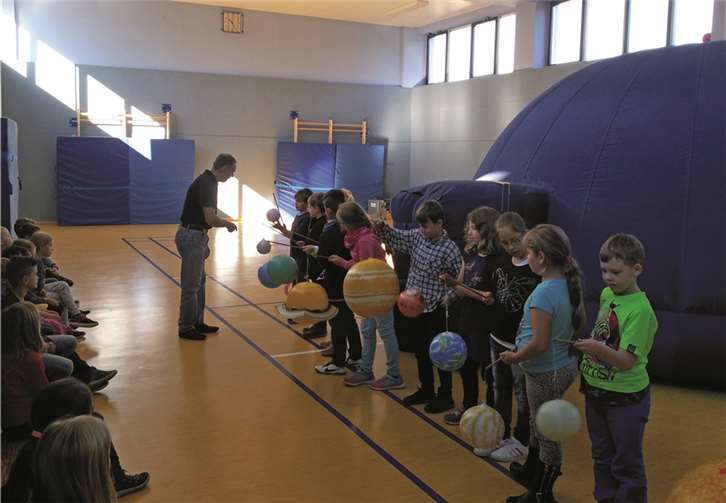 Am mobilen Planetarium konnten die Schülerinnen und Schüler die Anordnung der Planeten und ihre Größenverhältnisse erkennen und begreifen.privat