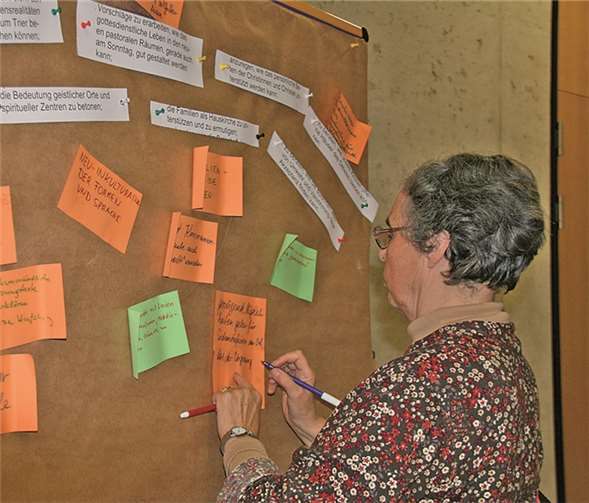 An Pinnwänden hielten die Veranstaltungsbesucher ihre Anregungen zu bestimmten Fragekomplexen fest, damit diese Eingang in die Beratungen zur Synode finden.privat
