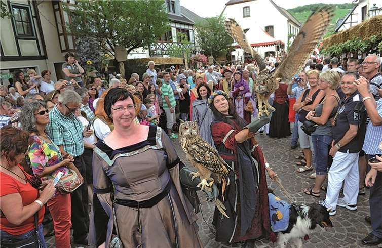 An das alte Handwerk der Falknerei erinnerten die Damen der Falknerei Anderswelt mit ihren Greifvögeln.