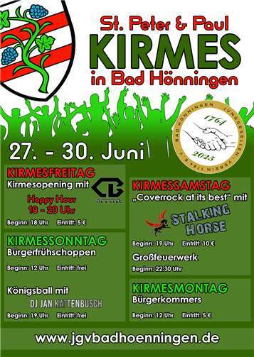 An vier Tagen bietet die Kirmes in Bad Hönningen ein tolles Programm.Quelle: JGV Bad Hönningen