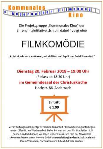 Andernach. Am 20. Februar zeigt die Projektgruppe „Kommunales Kino“ eine Filmkomödie im Gemeindesaal der Christuskriche. privat