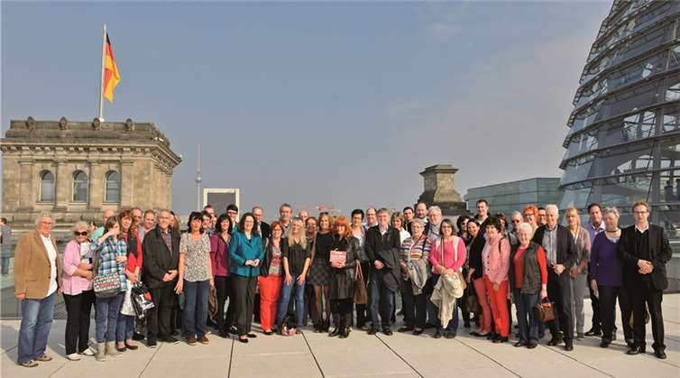 Andrea Nahles ließ es sich nicht nehmen, die Gäste auf dem Dach des Reichstags zu begrüßen. privat