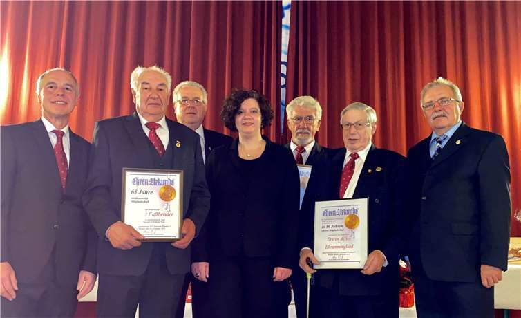 Andreas Stenzhorn (Vorstand), Hubert Faßbender, Heinz-Peter Bell (Vorstand), Andrea Ernst, Edgar Peters, Erwin Alfter, Otto Lembke (KCV Ahrweiler) (v.l.).Foto: privat