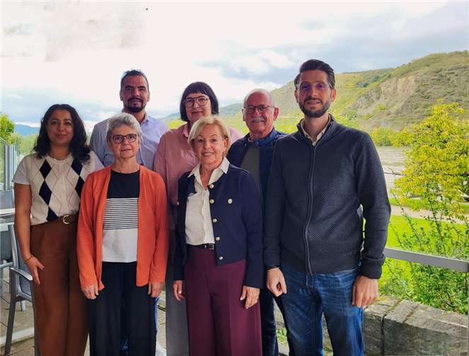 Anette Moesta, MdL und Hozan Kaky, Marie Ronez, Raduan Fatine, Hannelore Knabe, Ernst Einig, Mohamad Al Emam vom Beirat für Migration MYK. Foto: Rebecca Strittmatter- Pressereferentin Anette Moesta