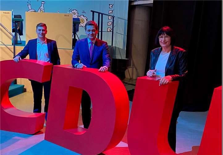 Anette Moesta (v.li.n.re.), CDU-Spitzenkandidat Christian Baldauf und B-Kandidat Felix Dötsch. Foto: privat