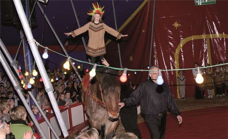 Angstfreie Artisten beim Voltegieren.