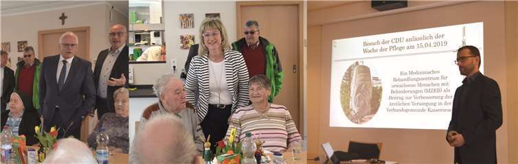 Anke Beilstein, Peter Bleser, sowie CDU-Kandidatinnen und -Kandidaten aus dem Gemeindeverband Kaisersesch besuchen das Bildungs- und Pflegeheim St. Martin. Foto: privat