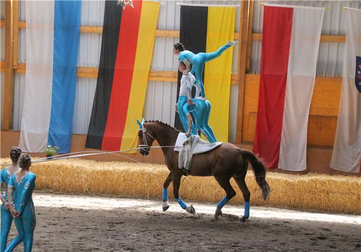 Annouschka Konitzer (stehend) gehört mit Pferd „Dobby“ zum Team Kurtscheid 1.Privat