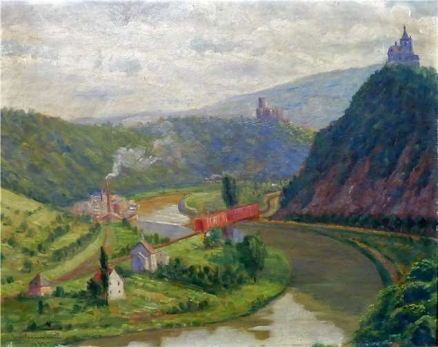 Ansicht von Hohenrhein (Ölgemälde von Franz Xaver Herrmann, jetzt im Stadtarchiv Lahnstein).