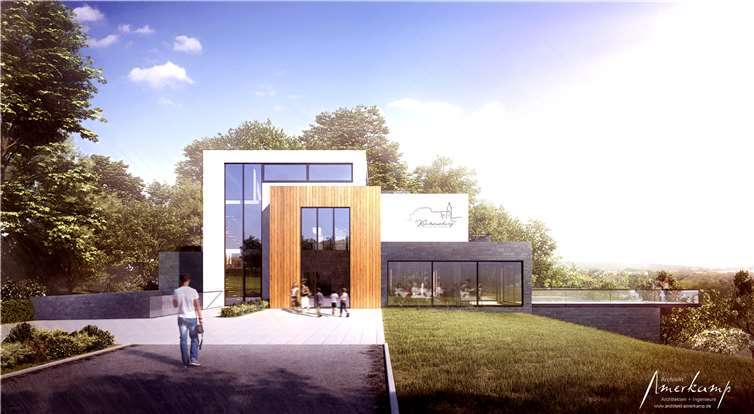 Ansicht von der Parkplatzseite.Architekt Amerkamp