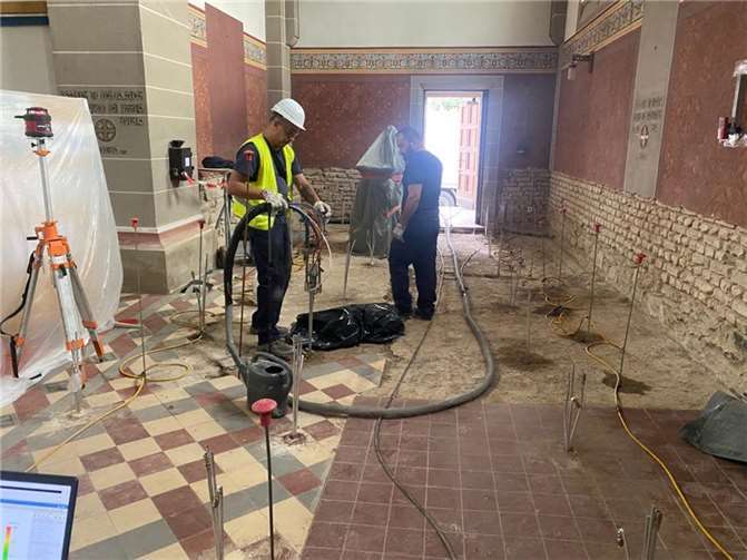 Bauarbeiten in der Rosenkranzkirche gehen weiter Arbeiten in der Rosenkranzkirche. Foto: privat