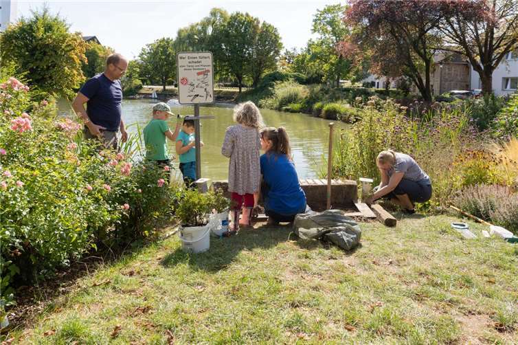 Arbeitseinsatz am Weiher. Foto: privat