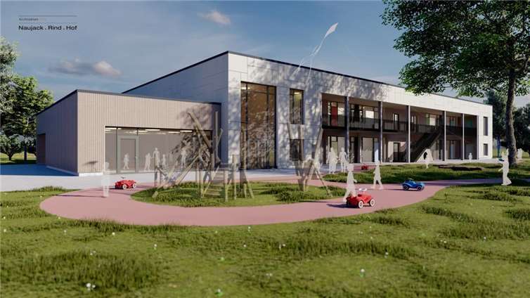 Architektenansicht der neuen KiTa Goldgrube. Visualisierung: Naujack.Rind.Hof