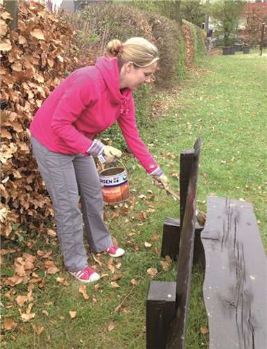 Auch Frau packte fleißig mit an. privat