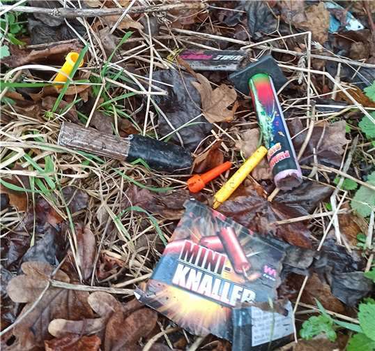 Auch Tage nach der „Knallerei“ zu Silvester inmitten des Naturschutzgebietes Rodderberg finden sich immer noch Reste von Verpackungen, Plastikabfällen und abgebrannten Feuerwerksteilen. Ein ganzjähriges Feuerwerksverbot der Gemeinde Wachtberg, sowie der Städte Bonn und Remagen soll hier Abhilfe schaffen und das seit 1927 bestehende Naturschutzgebiet vor derartiger missbräuchlicher Nutzung schützen. Foto: privat