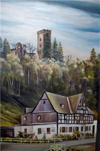 Auch die Burg Grenzau findet sich in Essers Werk wieder. Fotos: MIH