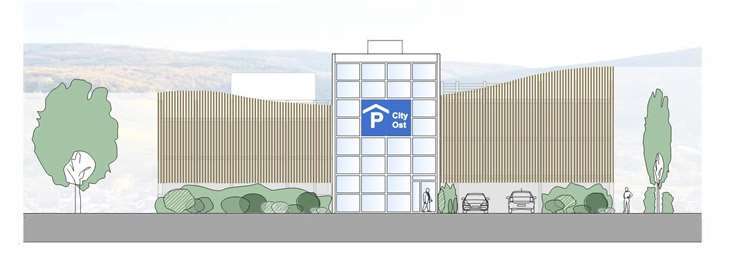 Drei Häuser mussten für künftigen Parkhaus-Neubau weichen Auch die Seitenfassade zur Bergstraße hin soll die Wellenform der Hauptfassade aufgreifen. Fotos:Stadt Bad Neuenahr-Ahrweiler